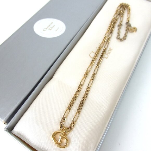 Authentic Christian Dior CD logo Necklace metal [Used] - Picture 1 of 6
